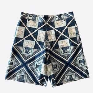 Dior Kenny Scharf Blue & White Playing Cards Silk Shorts